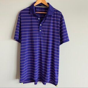 Rlx Ralph Lauren Mens Sz XL Purple Pink Striped Stretch Golf Polo Shirt